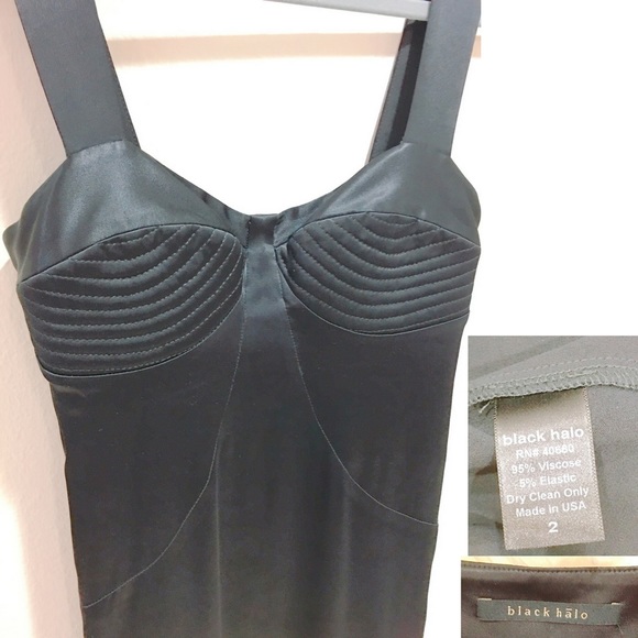 Black Halo-Fitted Black Satin Dress-Size 2 - Picture 3 of 3
