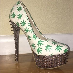 Green Leaf High Heels by Kush Kouture