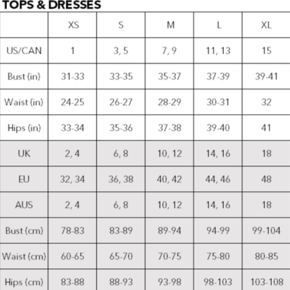 Size chart