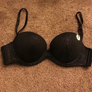 Sparkly black push-up bra