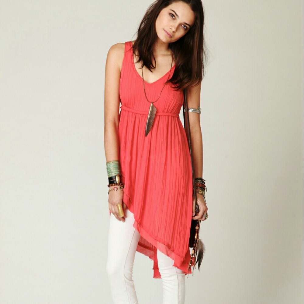 Free people sleeveless hi low tunic in Guava
