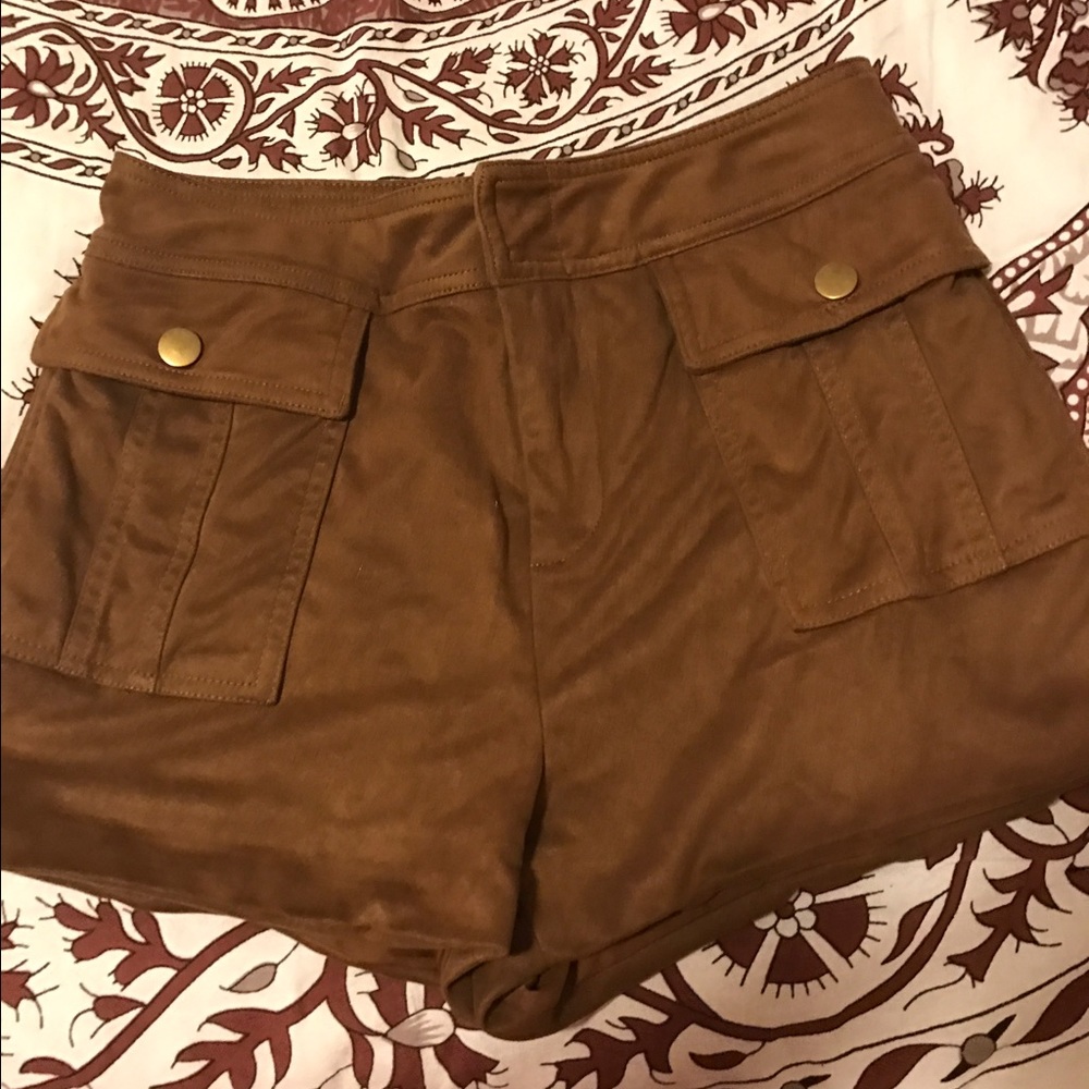Brown suede shorts