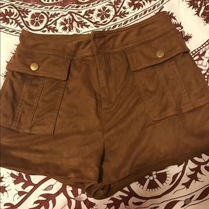Brown suede shorts
