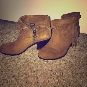 Sam Edelman "Louie" brown fringe booties