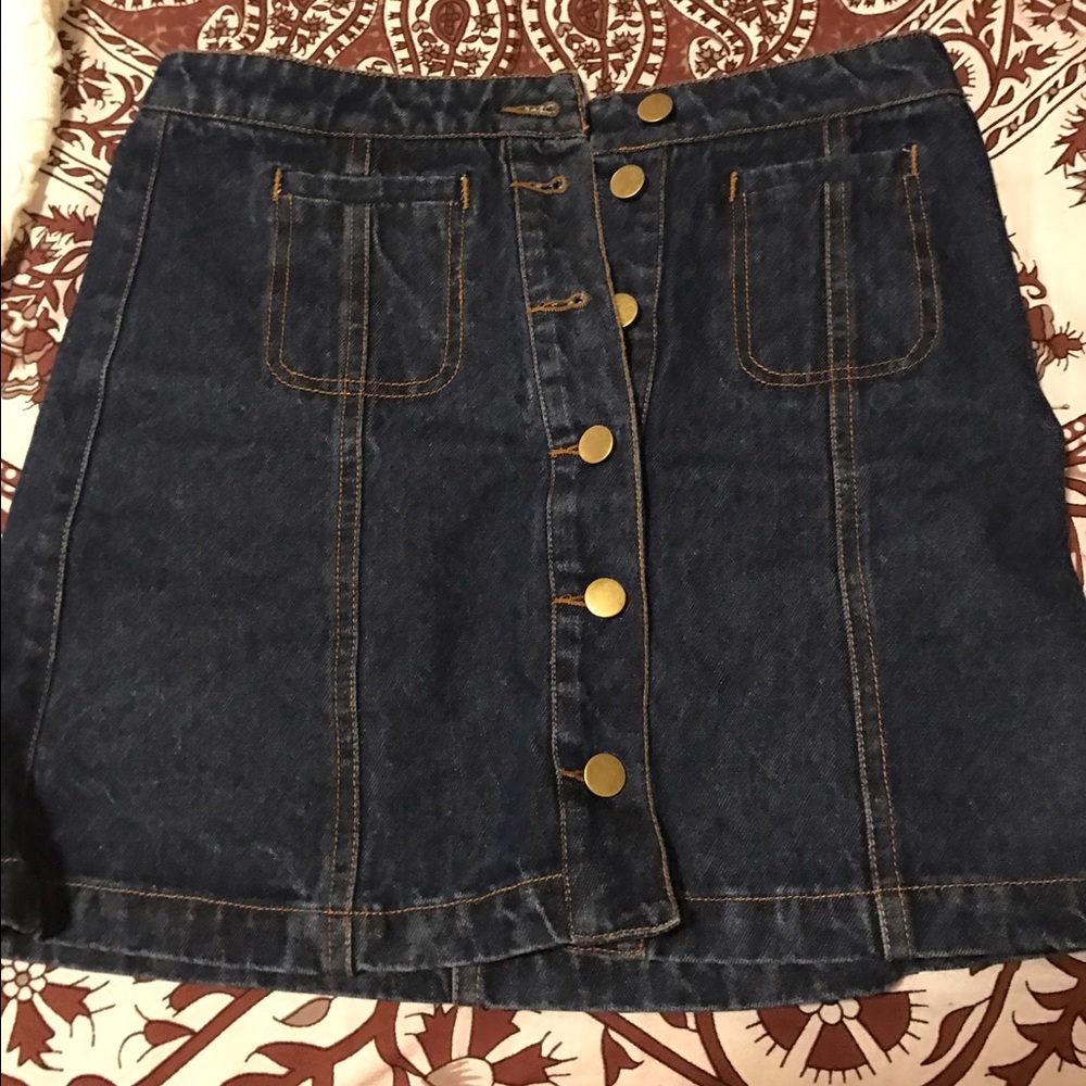High rise jean skirt