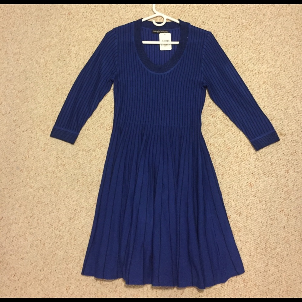 Wendy Williams blue fit and flare dress