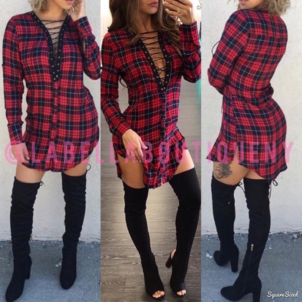 LACE-UP FLANNEL (Red) 🗣ON SALE NOW!!