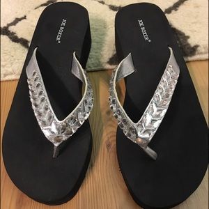 Joe Boxer Black Jeweled Sandals Size 6