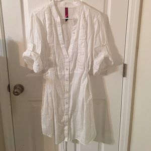 Striped white button tunic