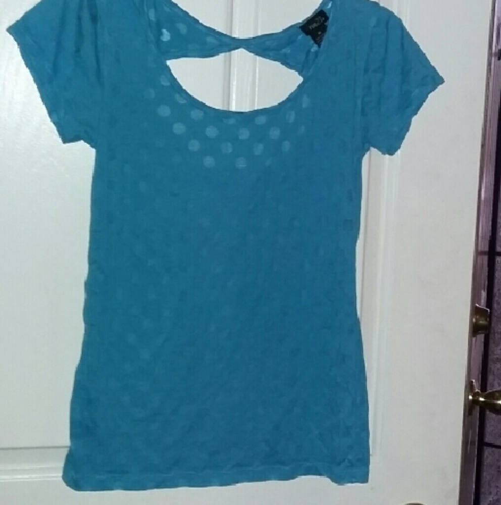 Women's Sheer blue top with circles