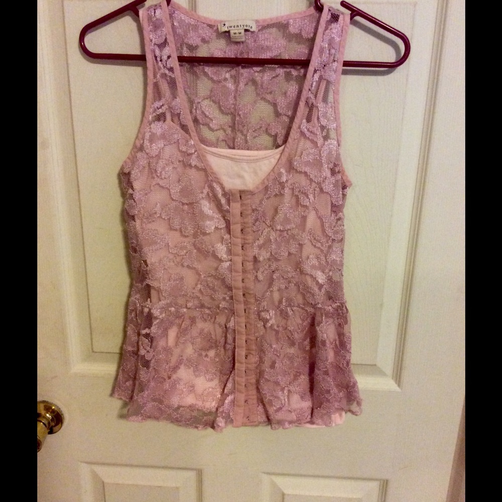 Dusty Rose lace top with cami