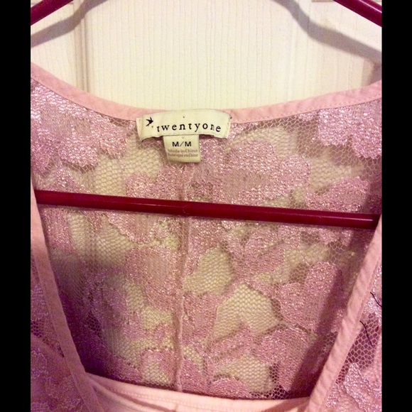 Dusty Rose lace top with cami - Picture 2 of 3