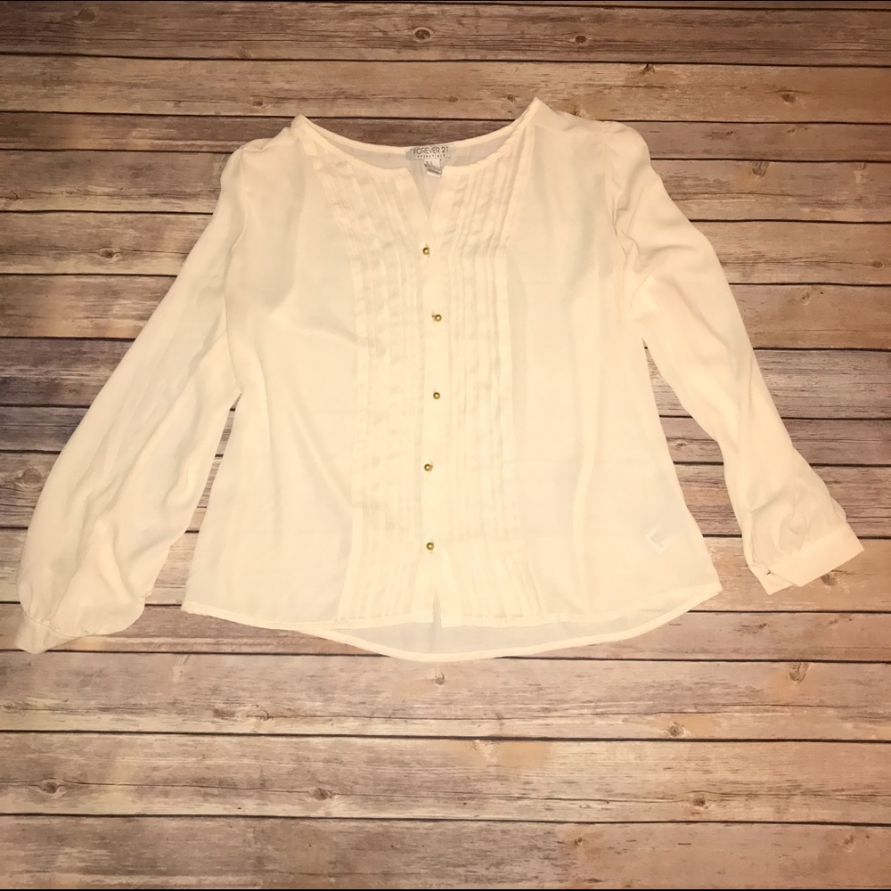 Large Ivory button up blouse