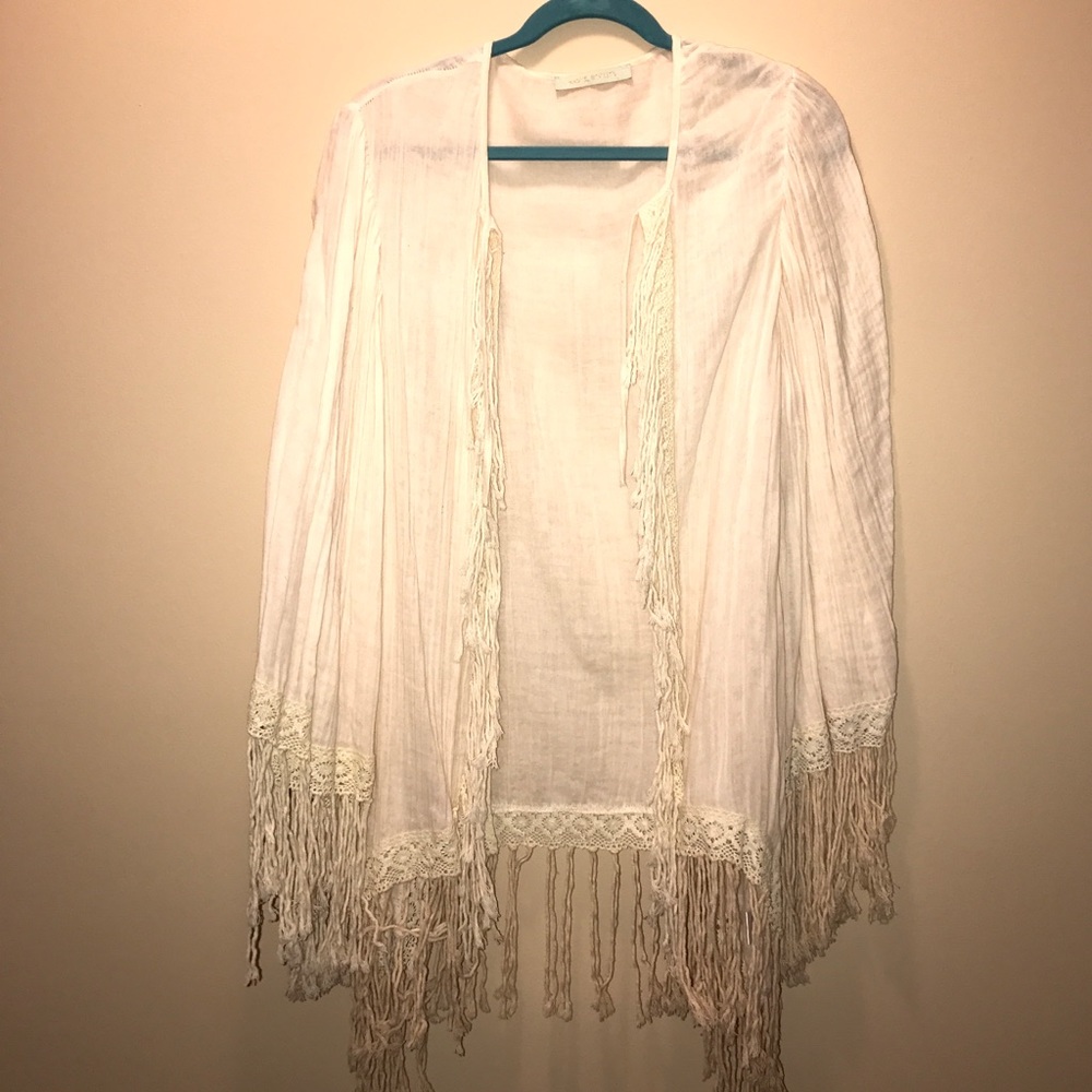 Haute Society Boho Linen Fringe Caftan