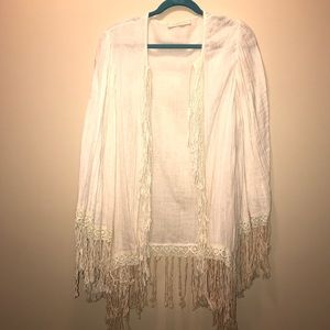 Haute Society Boho Linen Fringe Caftan