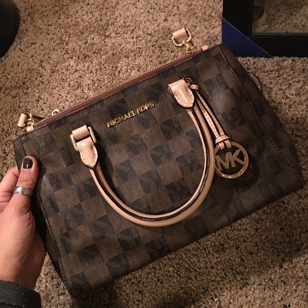 Brown and nude Michael kors purse/cross body