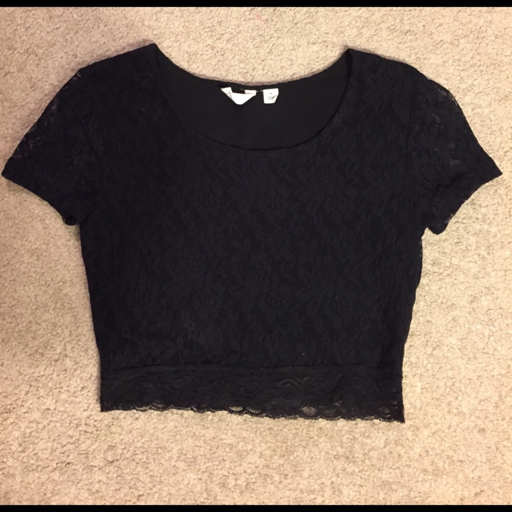 Black lace crop top