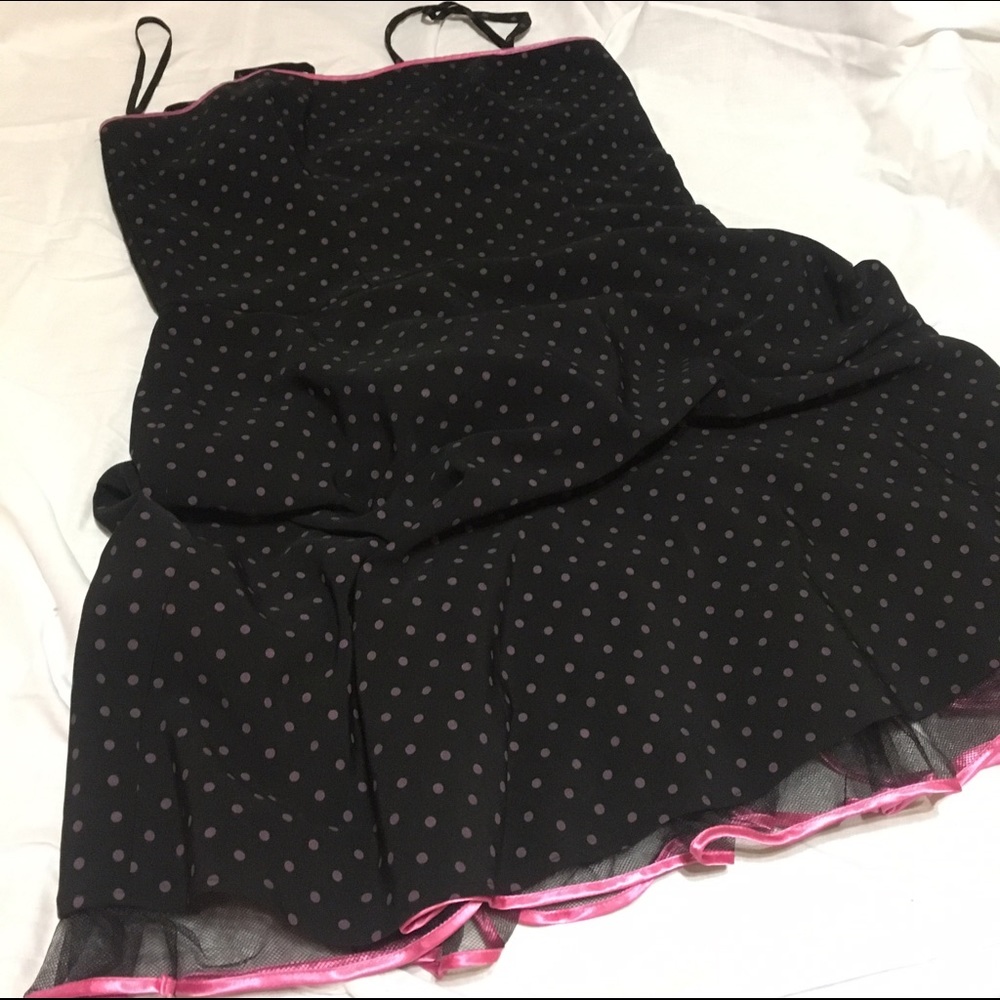 Rockabilly Pinup Polka Dot Pink and Black Dress