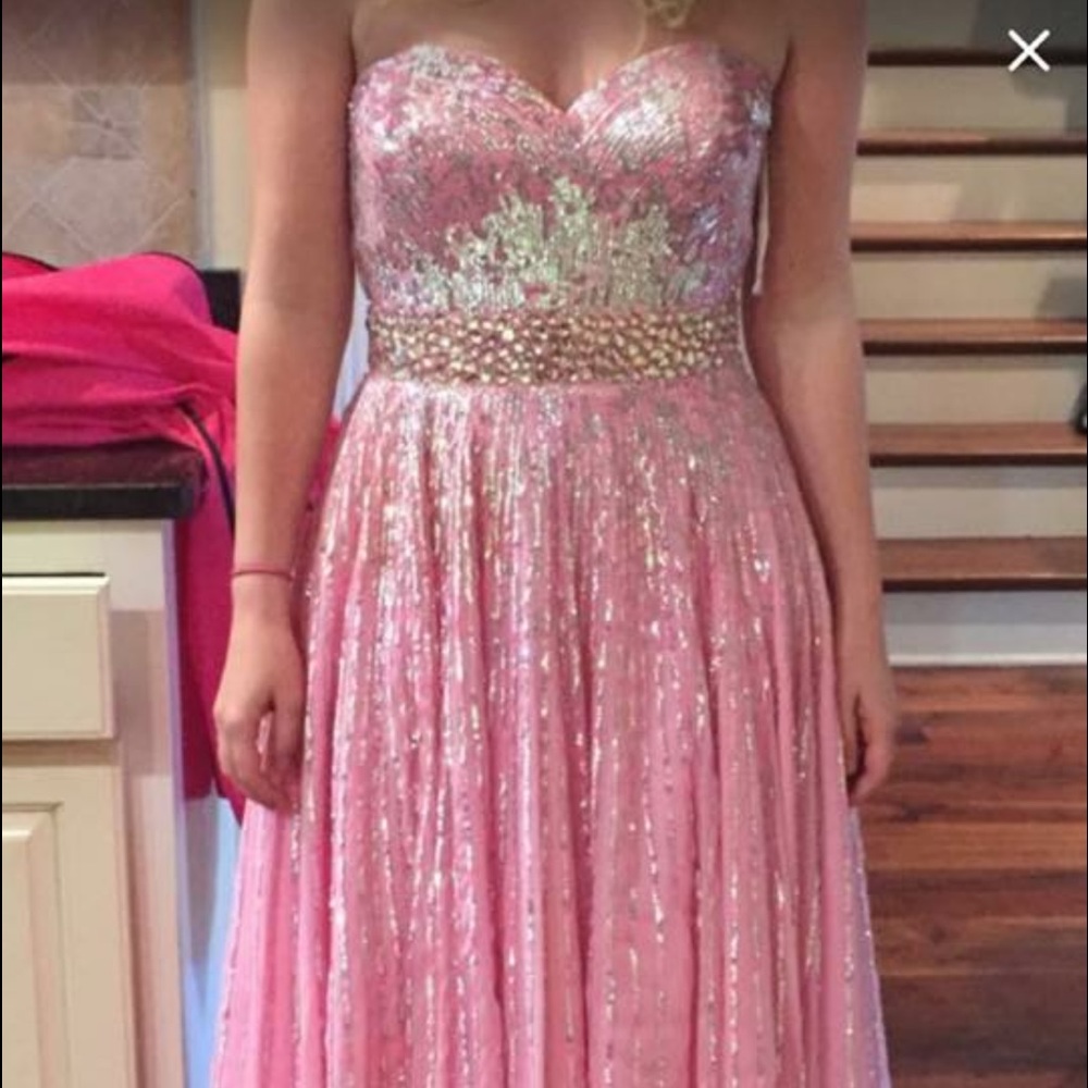 Sherri hill size 8 prom dress pink sequins