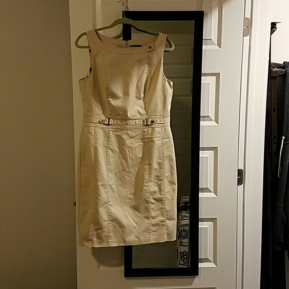 White house black market beige shift dress
