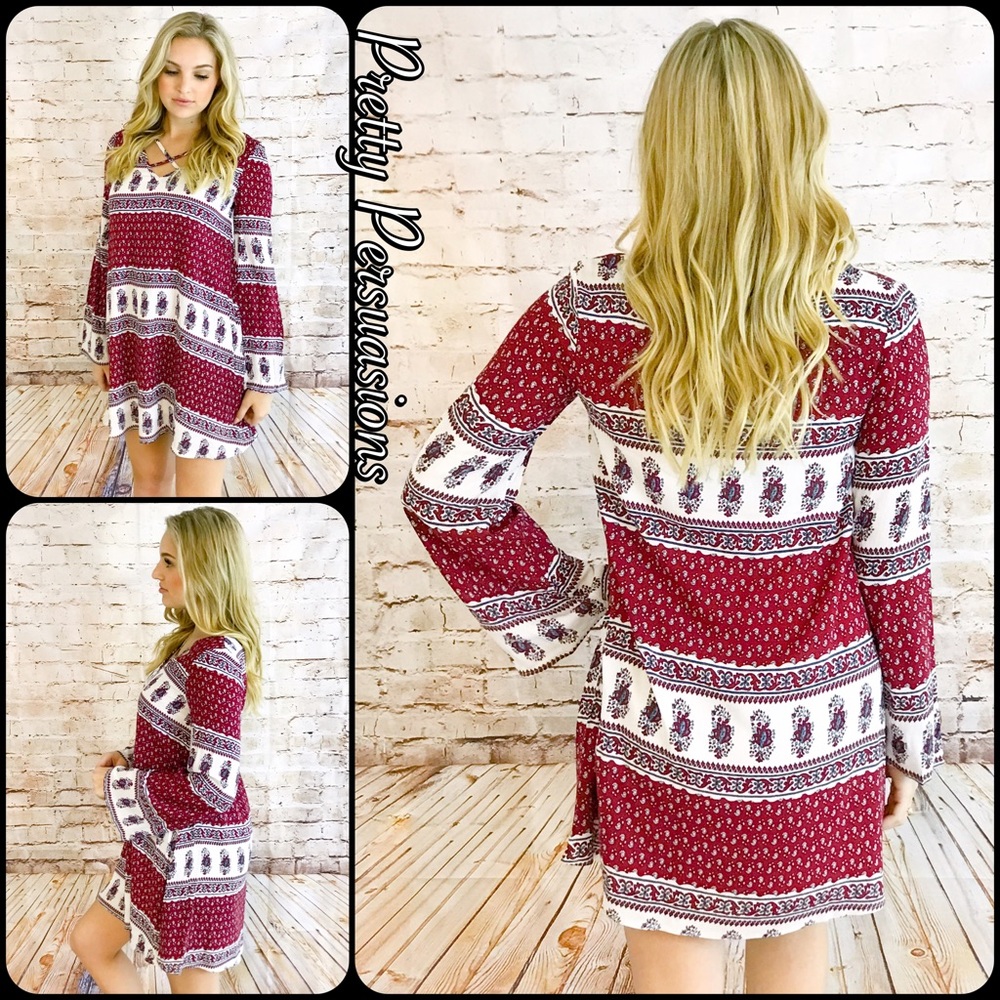 NWT Wine & White Strappy Shift Dress - Picture 3 of 4