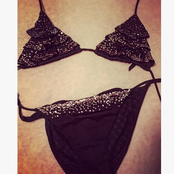 Victoria's Secret Other - Victoria's Secret black/sequin bikini. Size small