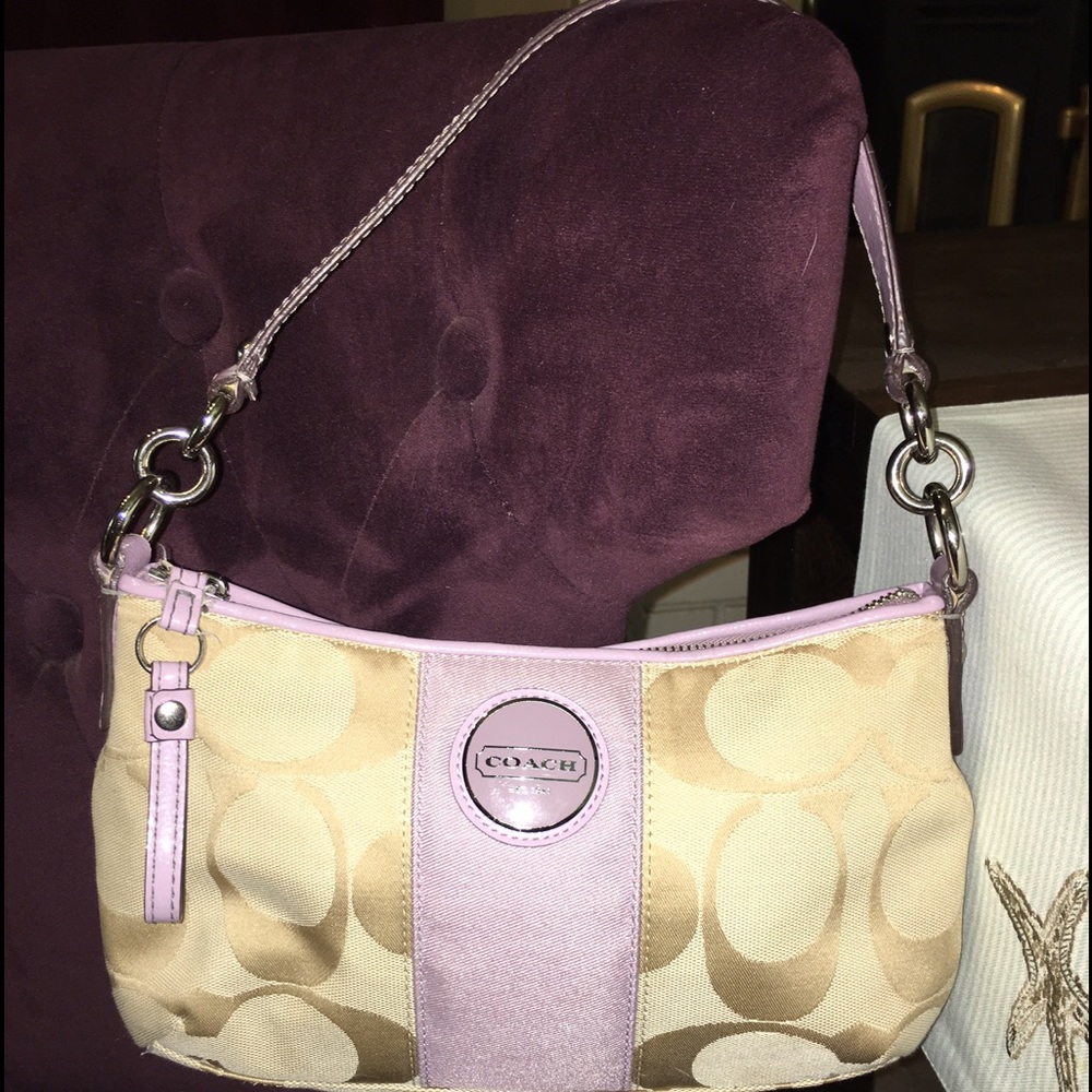 Coach Purse Tan Light Purple