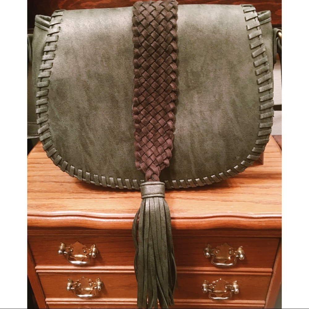 NWT Steve Madden Olive Green Shimmering Satchel