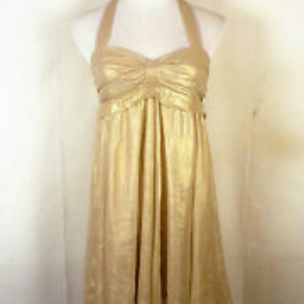 Gold halter mini dress