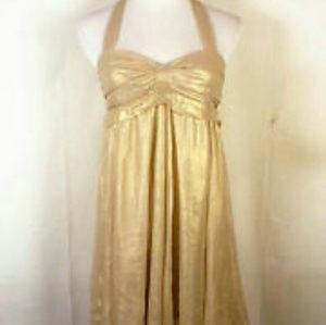 Gold halter mini dress