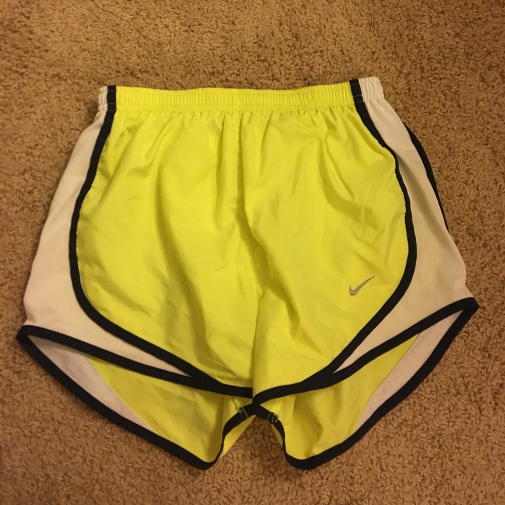 Neon yellow nike track shorts