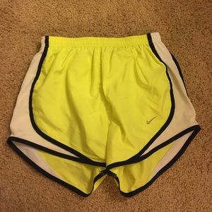 Neon yellow nike track shorts
