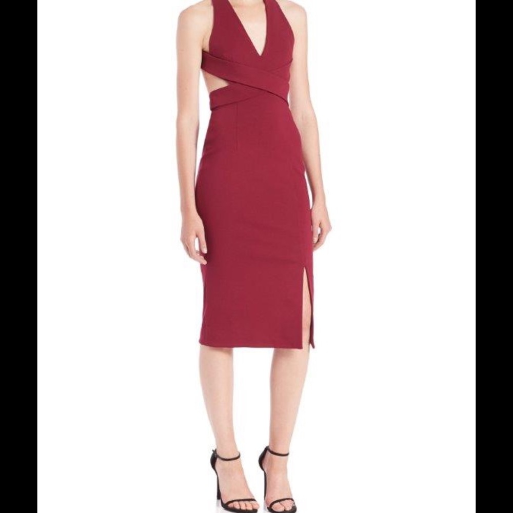 Nicholas Ponte Crisscross Cutout Halter Dress