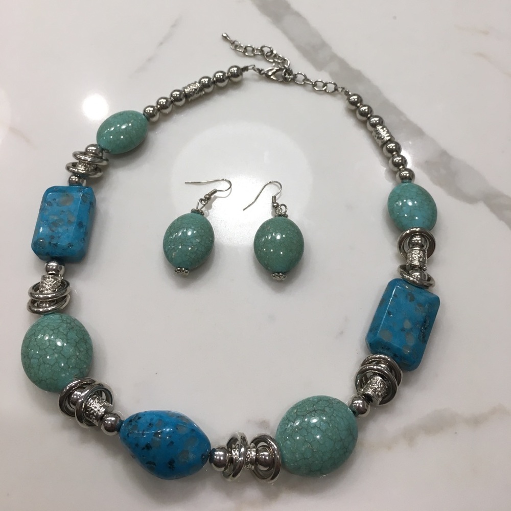 Fashion Silver/Turquoise Jewelry Set