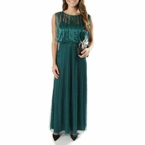 Adrianna Papell Petite Beaded keyhole back gown