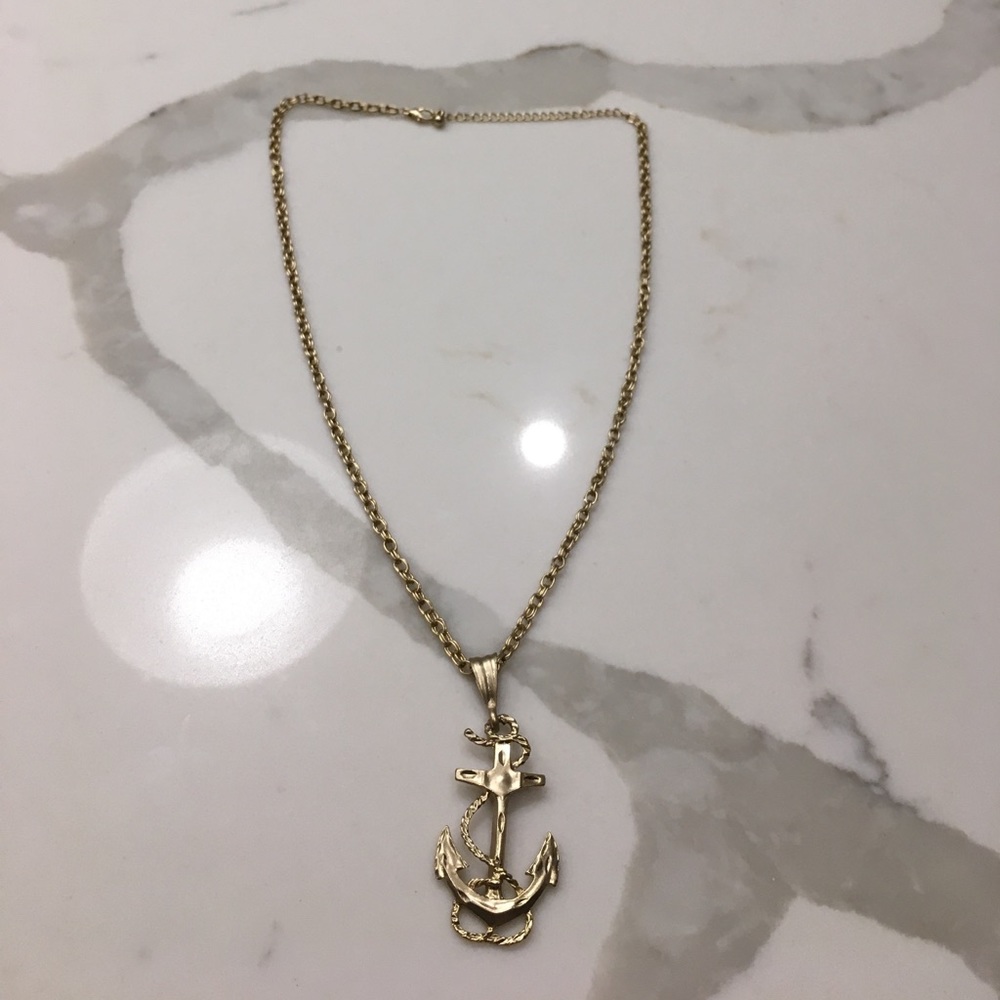 Matte Gold Fashion Anchor Necklace