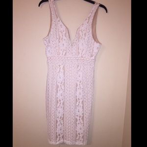 White and nude lace dress