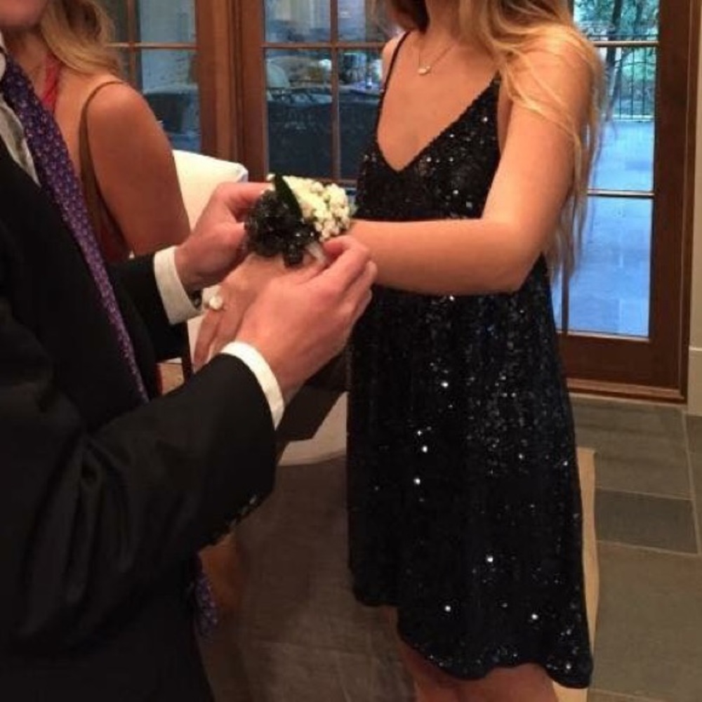 blue sequin free people dress