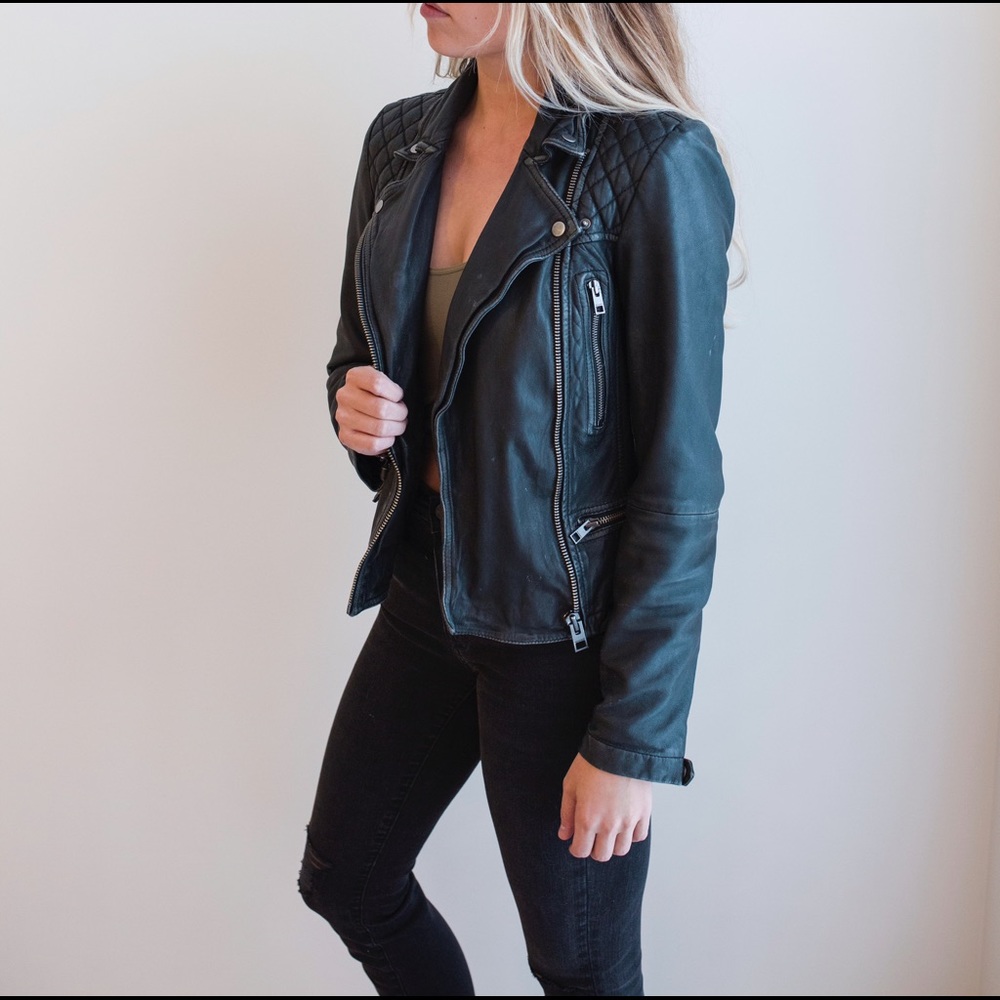 All Saints Cargo Biker Leather Jacket