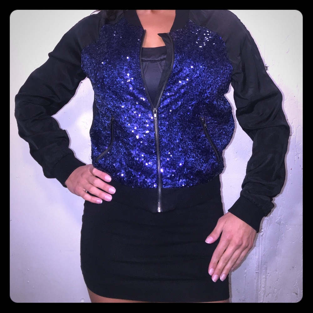 Stylish Sequined Bomber Jacket