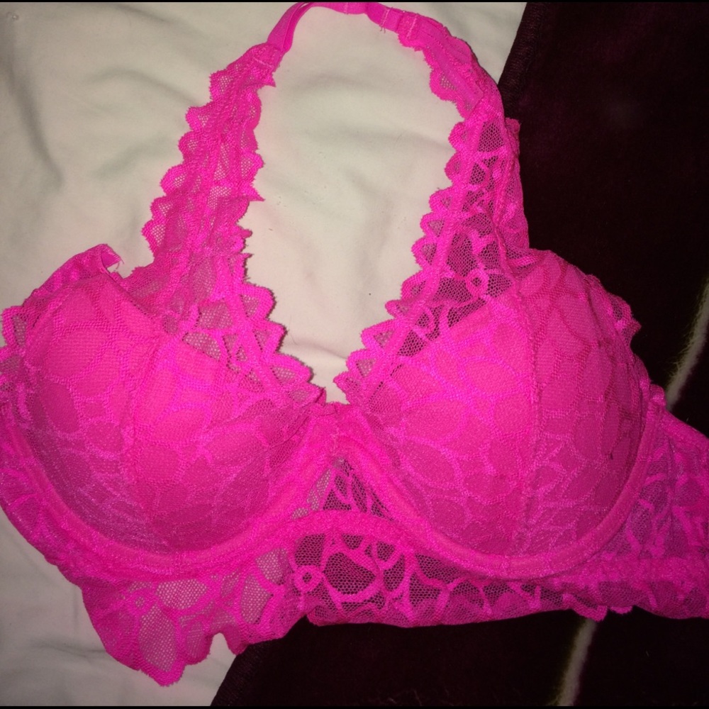 Pink floral bra