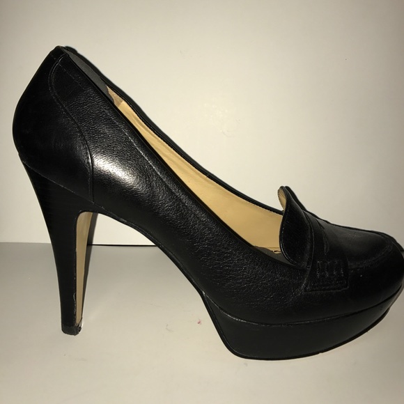 Nine West Shoes | Black Platform Loafer Pump | Poshmark Nine West Leather Abalene platform loafer pumps Leather high