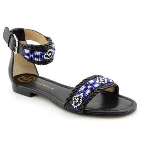 House of Harlow 1960 Shoes - House of Harlow 1960 Black Beaded Saloni Sandals