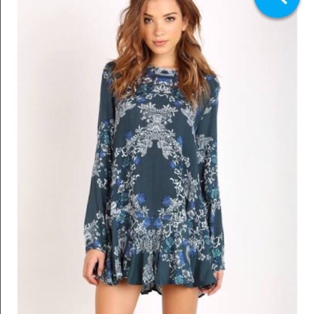 Free People Green Smooth Talker Floral Print Tunic