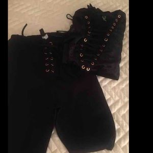 Tue up pants and onesie shirt