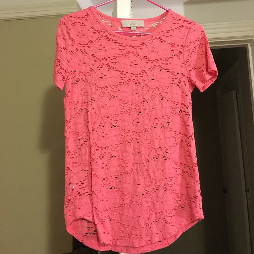 LOFT Crochet Short Sleeve Top
