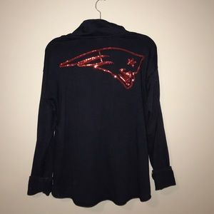 RARE VS Pink Navy/Red Patriots Sequin 3/4 Zip