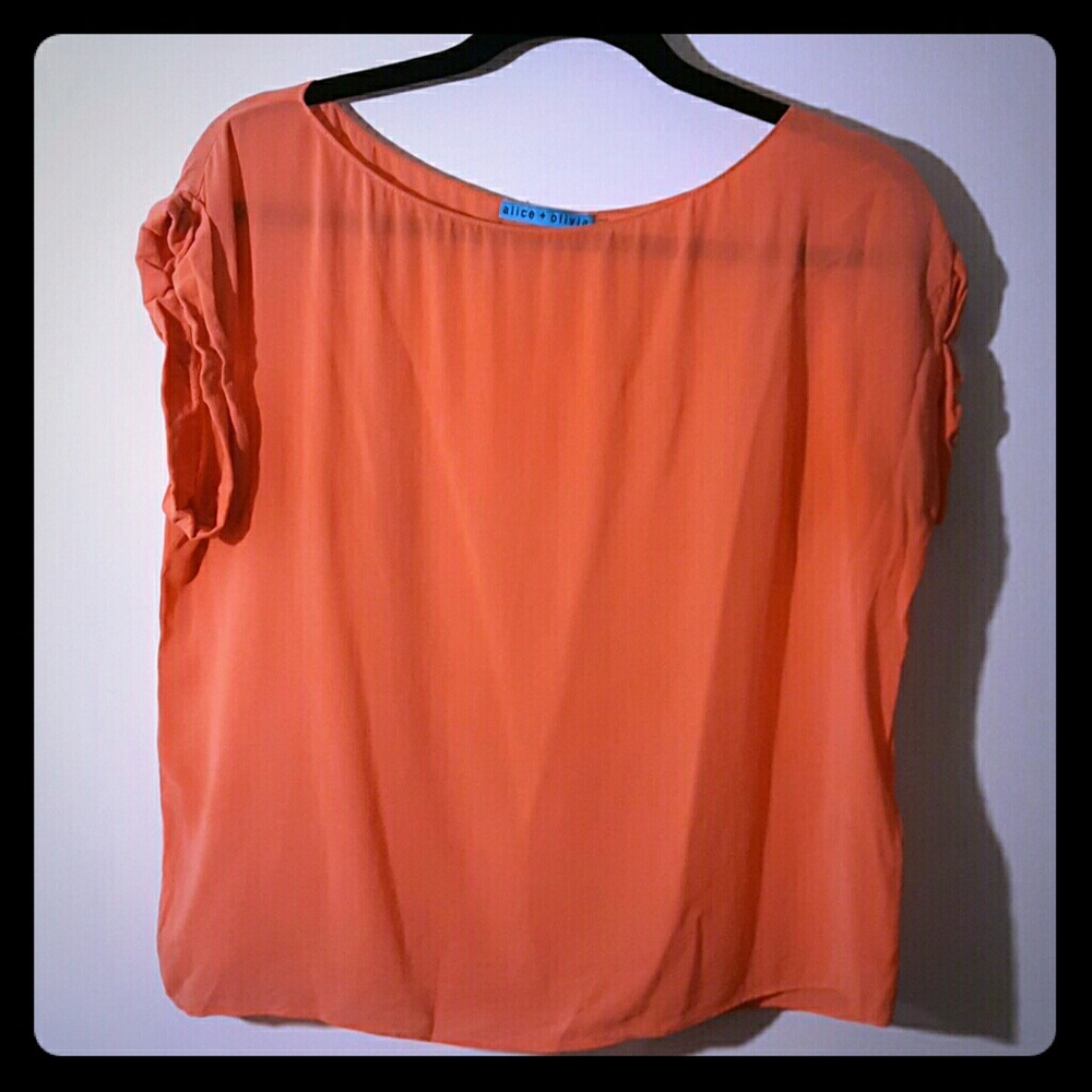 [Alice + Olivia]  Silk peach colored top