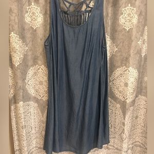 3Hearts PLUS SIZE Faux Denim Crisscross Back