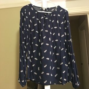 Long sleeve Dalia Collection blue feather top